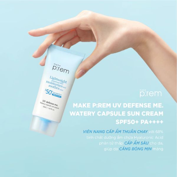 Kem Chống Nắng Make P:rem UV Defense me. Watery Capsule Sun Cream Cấp Ẩm (Xanh Dương) 50ml