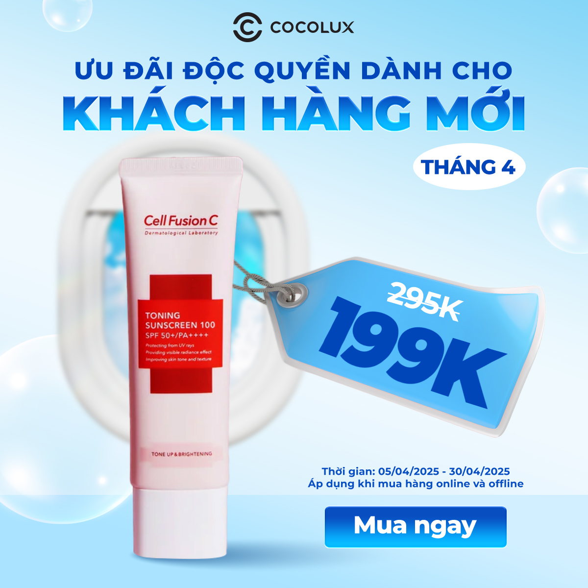 Kem Chống Nắng Cell Fusion C Toning Sunscreen 100 Nâng Tông 50ml - Hồng