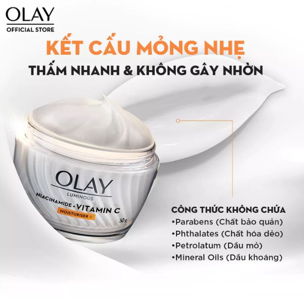 Kem Dưỡng Ẩm Trắng Da Olay Niacinamide & Vitamin C 50g