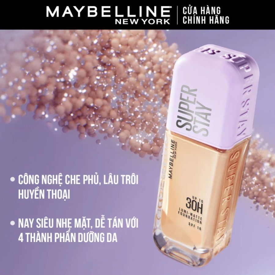 Kem Nền Maybelline Superstay Up To 30H Lumi-Matte SPF16 PA+++ Bắt Sáng Che Phủ Siêu Nhẹ 35ml - Màu 115