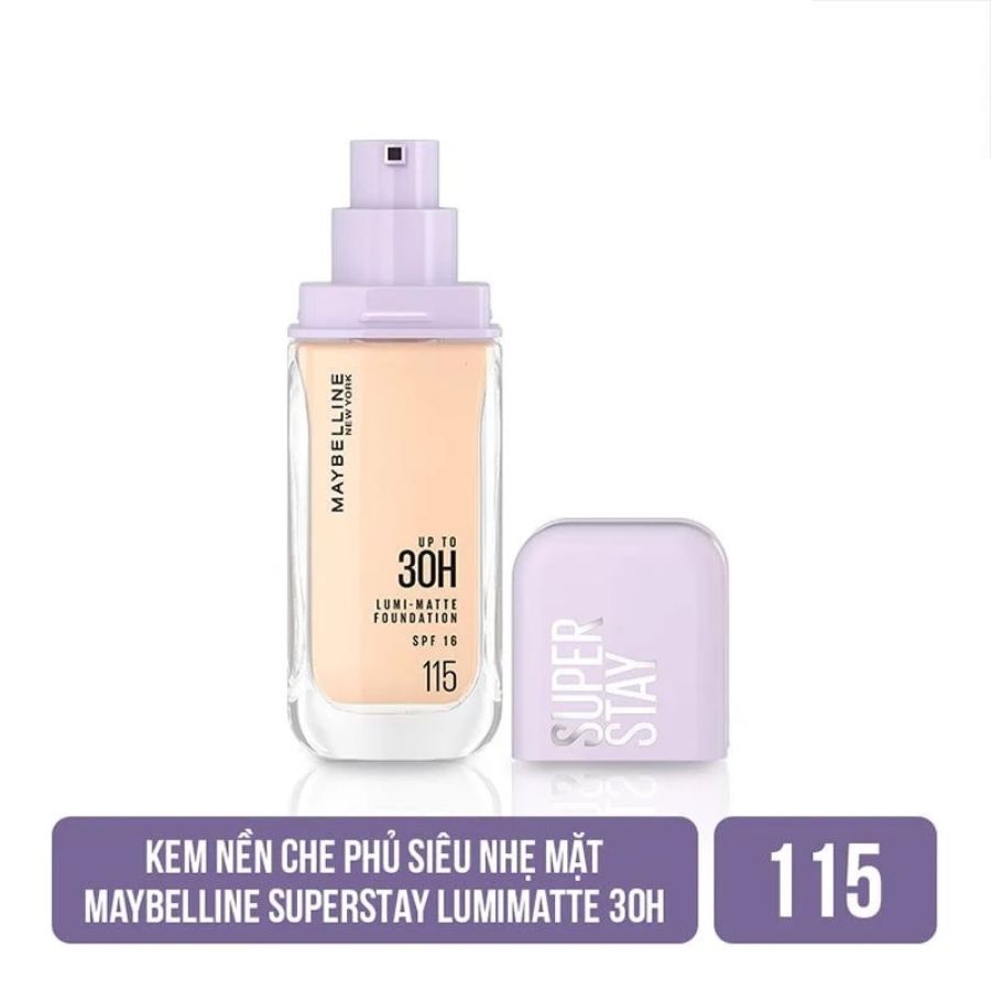 Kem Nền Maybelline Superstay Up To 30H Lumi-Matte SPF16 PA+++ Bắt Sáng Che Phủ Siêu Nhẹ 35ml - Màu 115