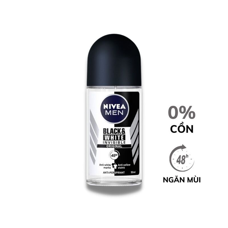 Lăn Khử Mùi Nivea Men 48H Invisible For Black & White Chống Ố Vàng 50 ml