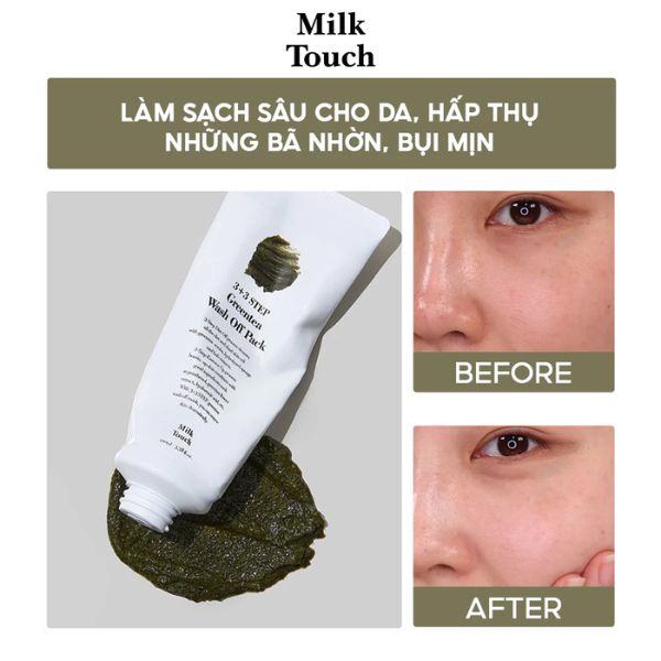 Mặt Nạ Rửa Mặt Milk Touch 3+3 Step Greentea Wash Off Pack 100ml