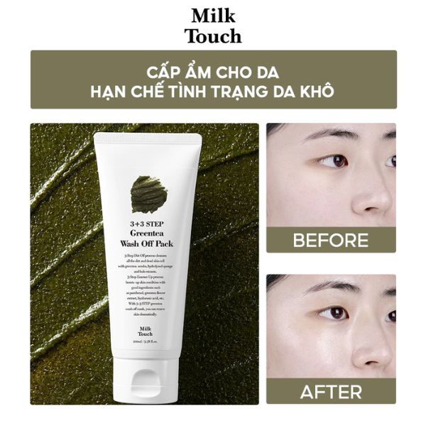 Mặt Nạ Rửa Mặt Milk Touch 3+3 Step Greentea Wash Off Pack 100ml