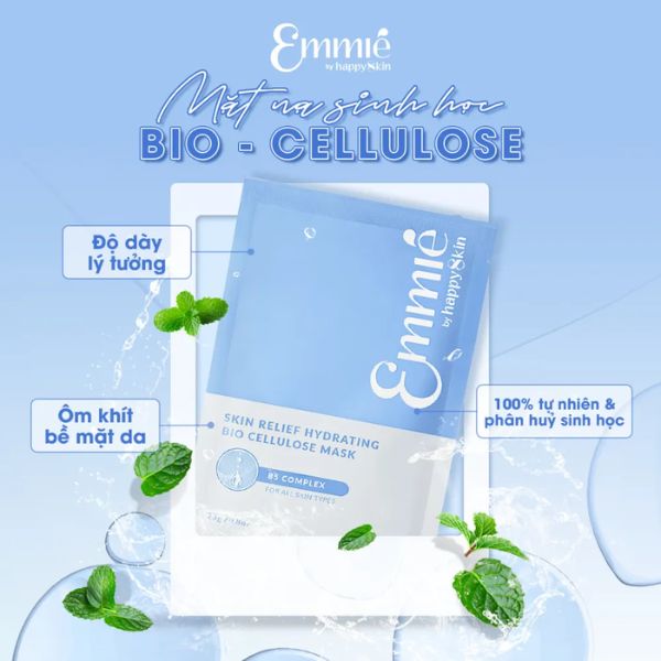 Mặt Nạ Sinh Học Phục Hồi Da Emmié Skin Relief Revitalizing Bio Cellulose B5 + Peptides Complex Mask 25g-- Hộp 10 Miếng