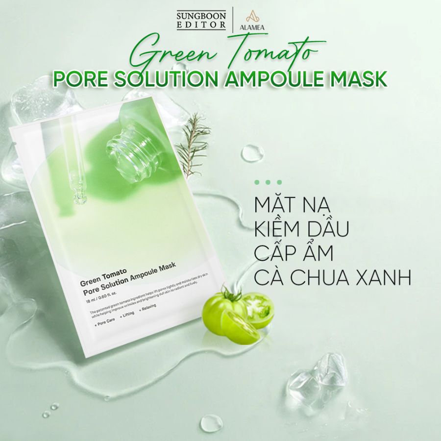 Mặt nạ Sungboon Green Tomato Pore Solution Ampoule Mask - Cà Chua Xanh