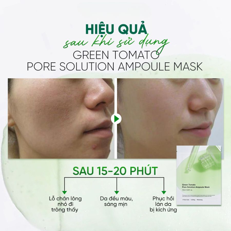 Mặt nạ Sungboon Green Tomato Pore Solution Ampoule Mask - Cà Chua Xanh