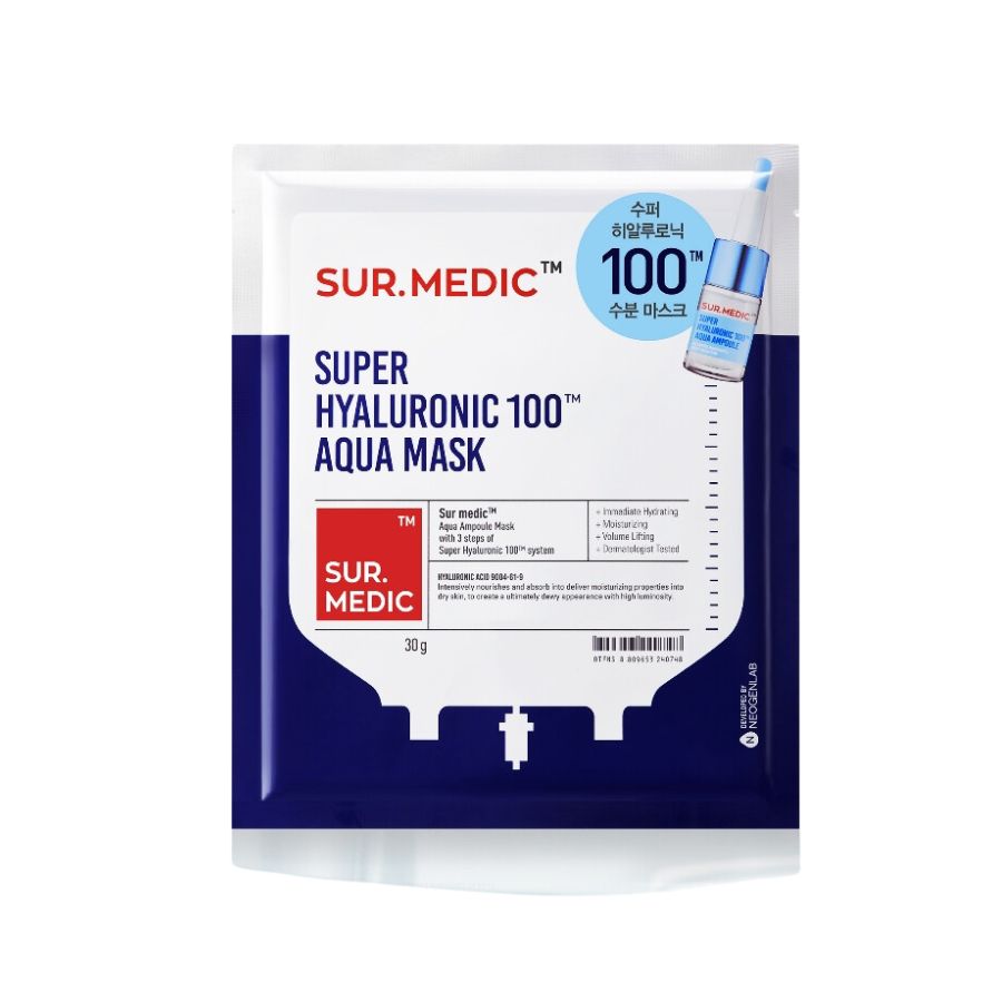 Mặt Nạ Sur.medic+ Super Hyaluronic 100 Aqua Mask 30g 1PCS - Dưỡng Ẩm