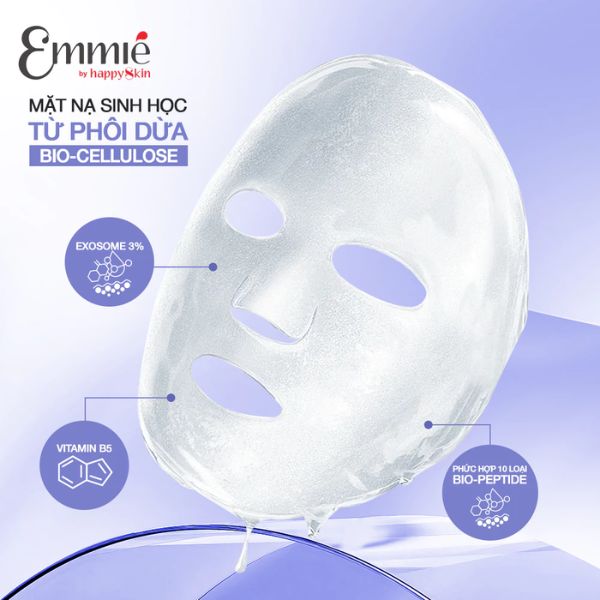 Mặt Nạ Tái Tạo Chuyên Sâu Exosome 3% Ultimate Skinvive Biocellulo Mask Emmié by HappySkin 25g - Hộp 10 Miếng