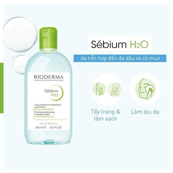 Nước Tẩy Trang Bioderma Sebium H2O Dành Cho Da Dầu và Hỗn Hợp 500ml - (New)