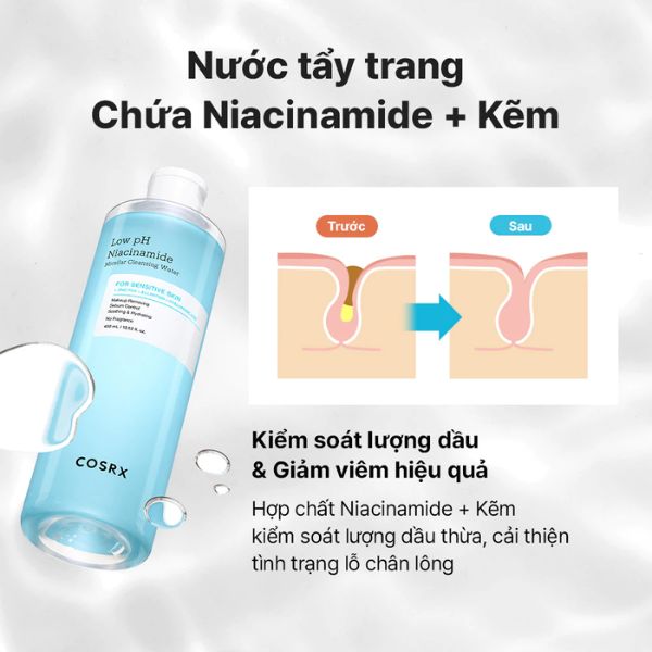 Nước Tẩy Trang Cosrx Low pH Niacinamide Micellar Cleansing Water 400ml