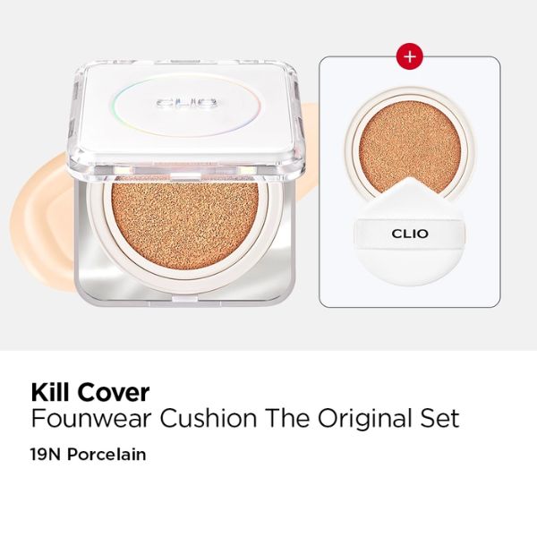 Phấn Nước Clio Kill Cover Founwear Cushion The Original SPF50+ PA+++ 19N Porcelain