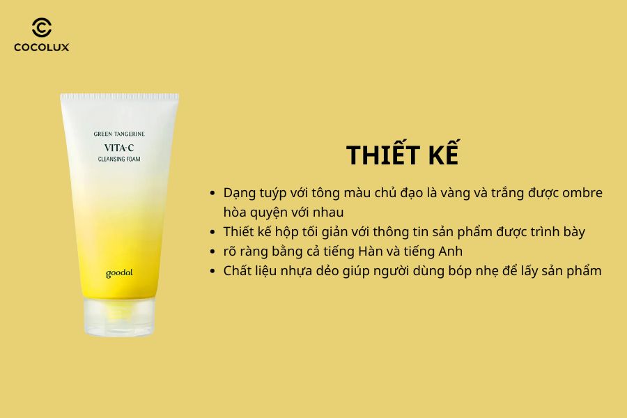 Thiết kế của Sữa Rửa Mặt Goodal Green Tangerine Vita C Cleansing Foam 150ml