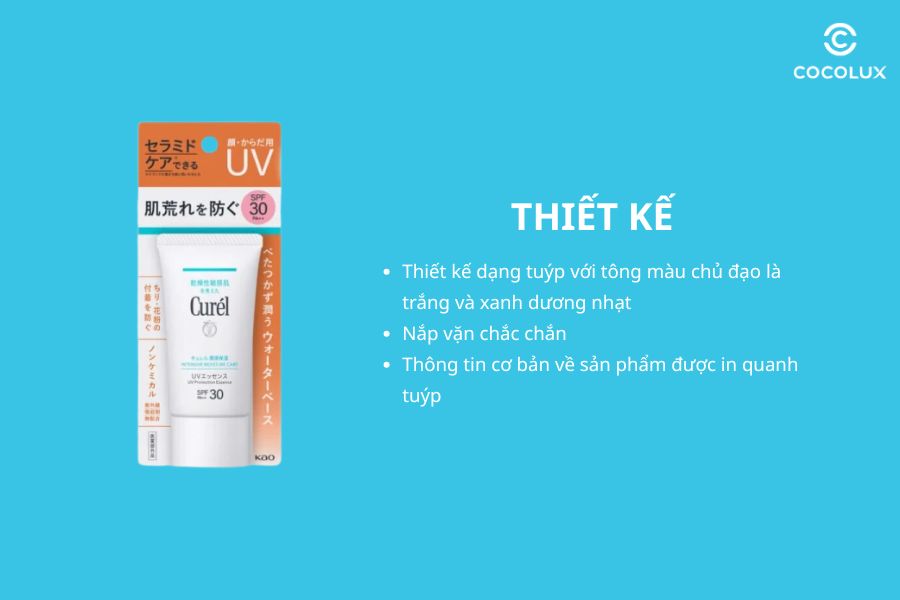 Thiết kế của&nbsp;Tinh Chất Chống Nắng Cur&eacute;l Intensive Moisture Care SPF30 PA+++ Mặt & To&agrave;n Th&acirc;n Cho Da Kh&ocirc; Nhạy Cảm 50g