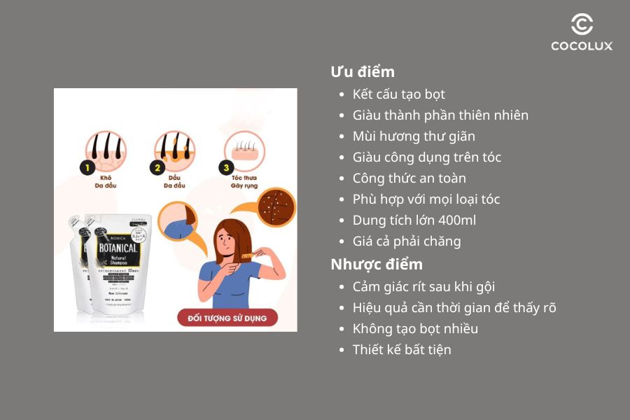 Ưu điểm v&agrave; nhược điểm của Dầu Gội Biorica Botanical Natural Shampoo