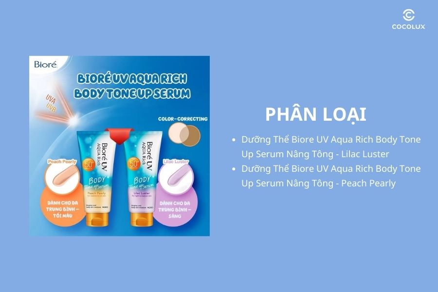 Hai d&ograve;ng Dưỡng Thể Biore UV Aqua Rich Body Tone Up Serum N&acirc;ng T&ocirc;ng