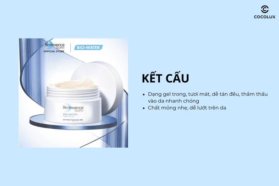 Kết cấu của gel dưỡng ẩm Bio-Essence Bio-Water Moisturizing Gel 50g