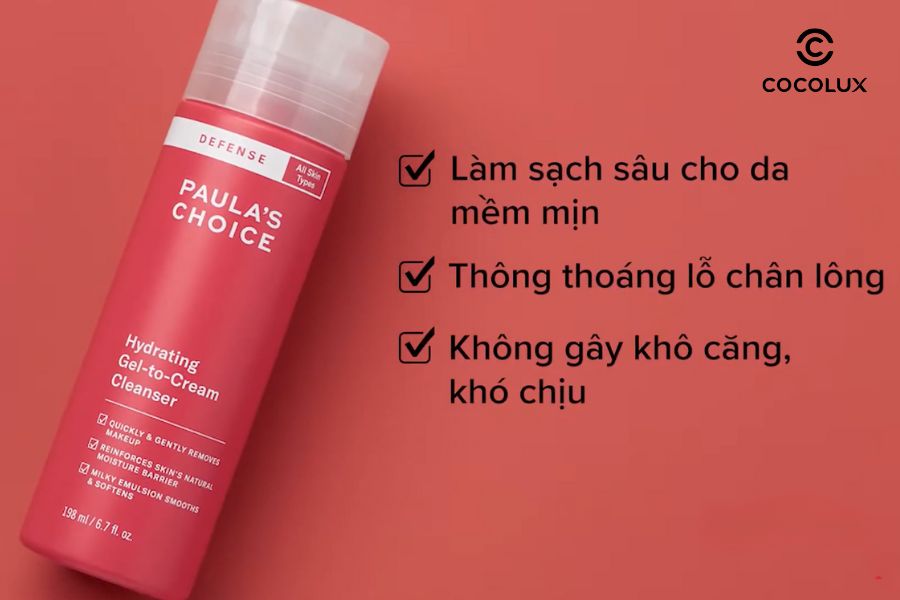 C&ocirc;ng dụng của Gel Rửa Mặt Paula's Choice Hydrating Gel-To-Cream L&agrave;m Sạch V&agrave; Mềm Mịn Da 30ml