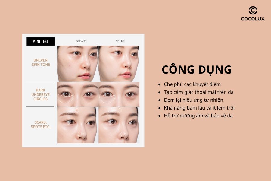 Công dụng của kem che khuyết điểm Clio Airy-Fit Concealer