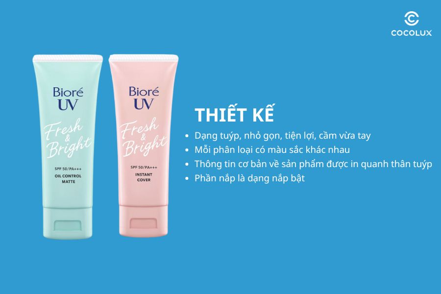 Thiết kế của Kem Chống Nắng Bioré UV Fresh & Bright SPF50 PA+++ Sáng Da Rạng Rỡ