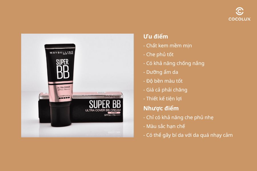 Ưu điểm, nhược điểm của kem nền Maybelline BB Super Cover