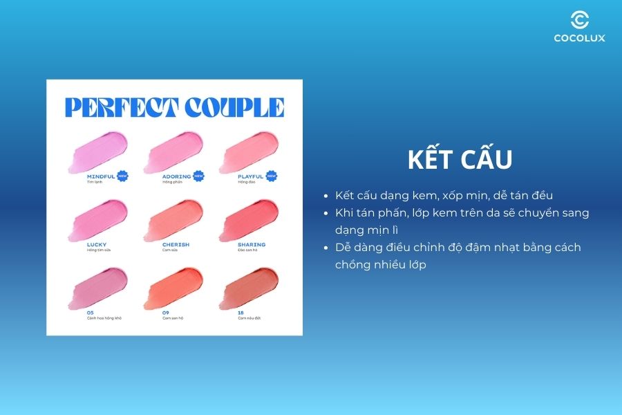 Kết cấu m&aacute; kem Lemonade Perfect Couple Blush 2 đầu mịn l&igrave;