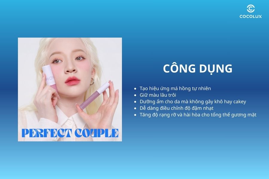 C&ocirc;ng dụng của m&aacute; kem Lemonade Perfect Couple Blush 2 đầu mịn l&igrave;