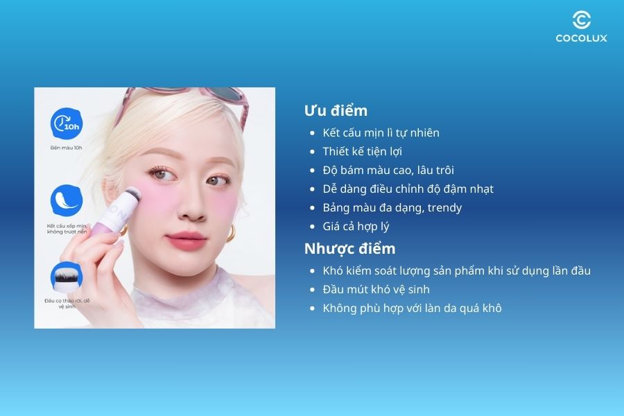 Ưu điểm, nhược điểm của m&aacute; kem Lemonade Perfect Couple Blush 2 đầu mịn l&igrave;