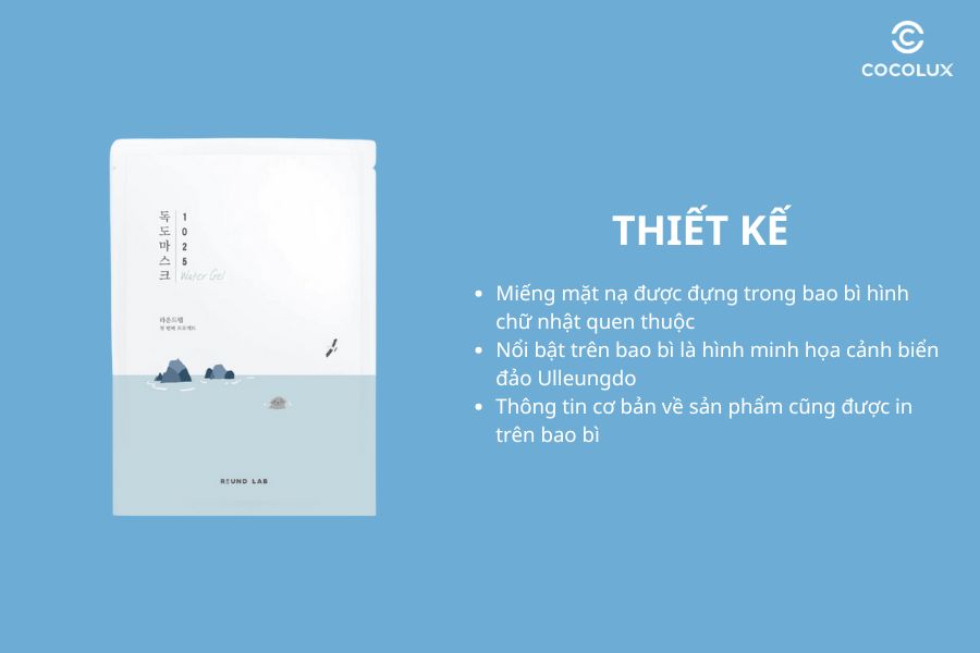 Thiết kế của Mặt Nạ Giấy Round Lab 1025 Dokdo Hydrating Water Gel Mask 30ml