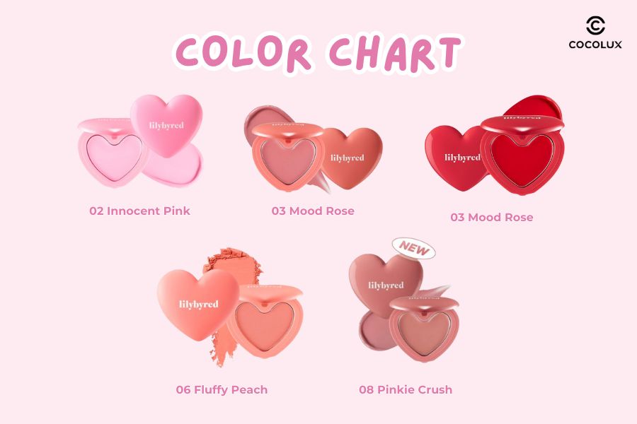 Một số màu phấn má Lilybyred Luv Beam Cheek Balm dạng kem