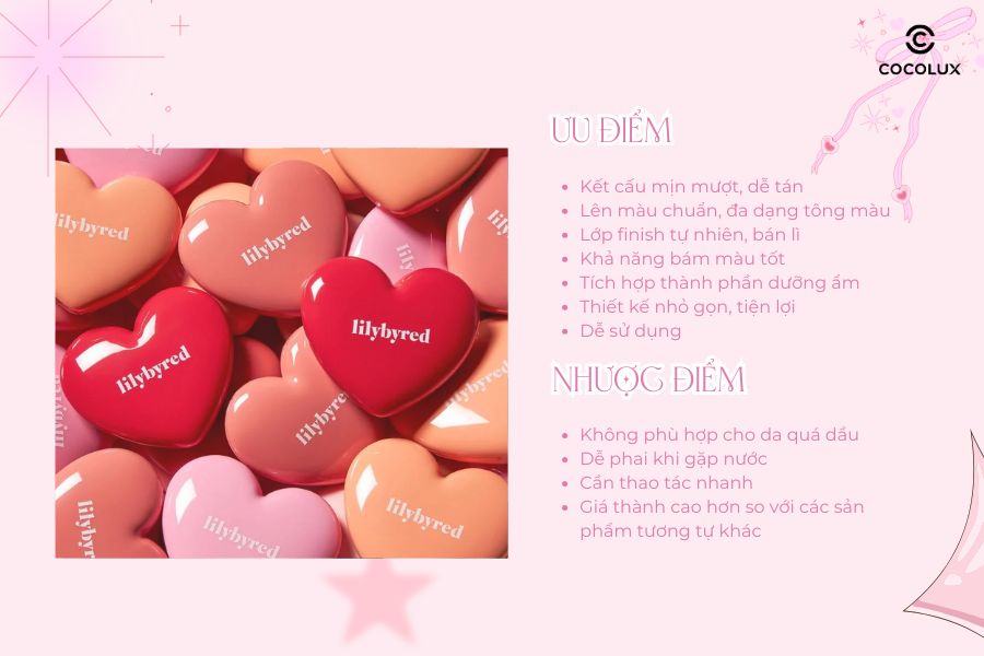 Ưu điểm, nhược điểm của phấn má Lilybyred Luv Beam Cheek Balm dạng kem