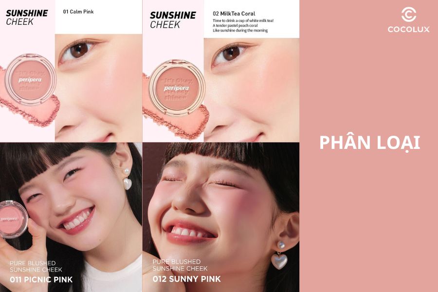 4 m&agrave;u phấn Peripera Pure Blushed Sunshine Cheek tại Cocolux