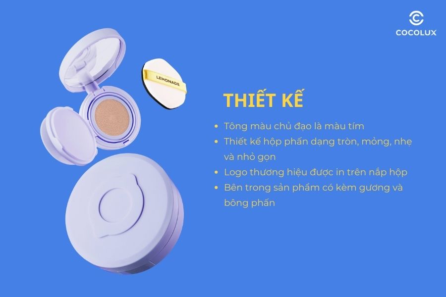 Thiết kế của phấn nước thuần chay kiềm dầu Lemonade Supermatte No Makeup