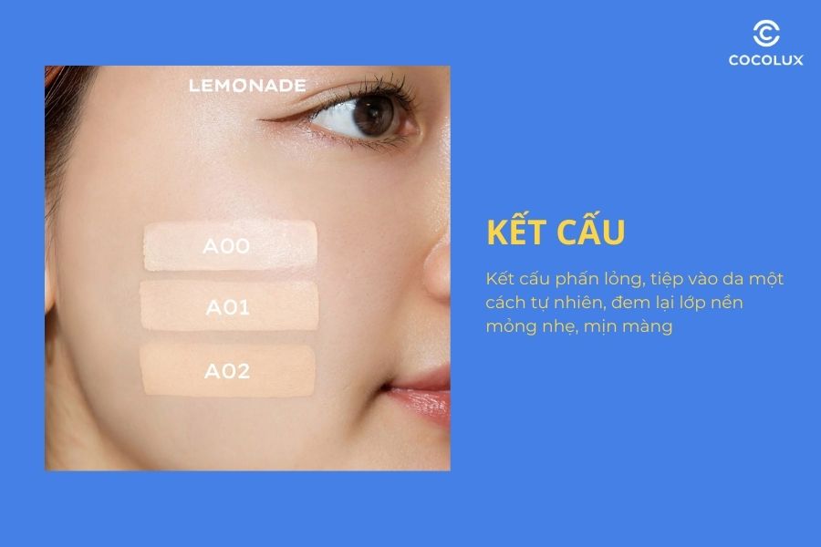 Kết cấu của phấn nước thuần chay kiềm dầu Lemonade Supermatte No Makeup