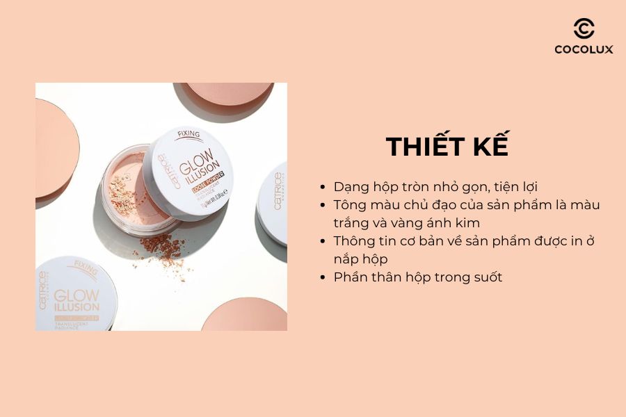 Thiết kế của phấn phủ bắt sáng dạng bột Catrice Glow