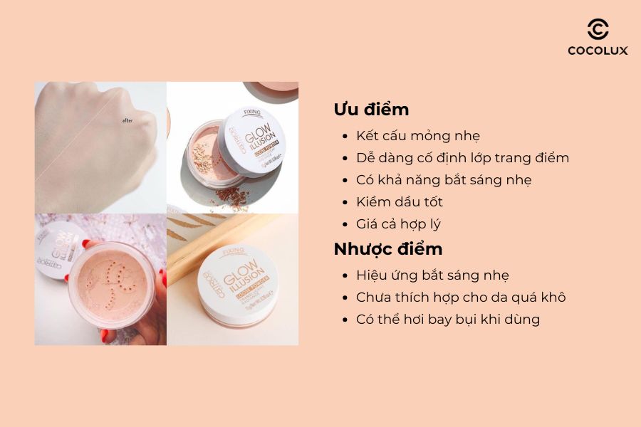 Ưu điểm, nhược điểm của phấn phủ bắt sáng dạng bột Catrice Glow