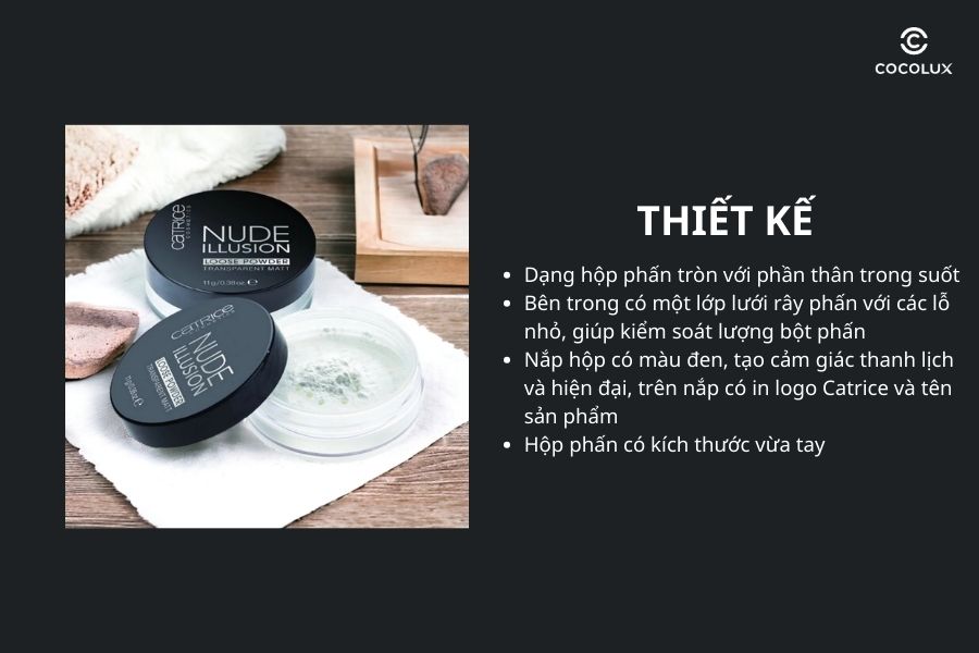 Thiết kế của Phấn Phủ Catrice Kiềm Dầu Dạng Bột