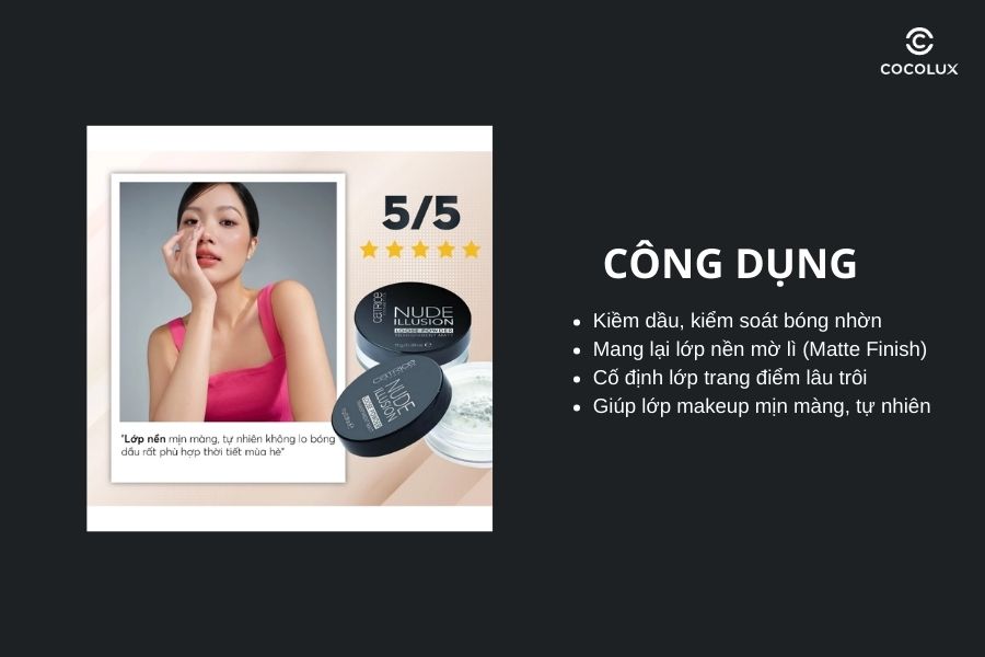 Công dụng của Phấn Phủ Catrice Kiềm Dầu Dạng Bột