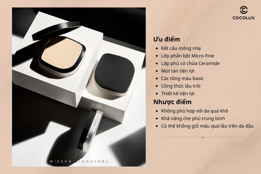 Ưu điểm, nhược điểm của phấn phủ Missha Signature Dramatic Two Way Pact