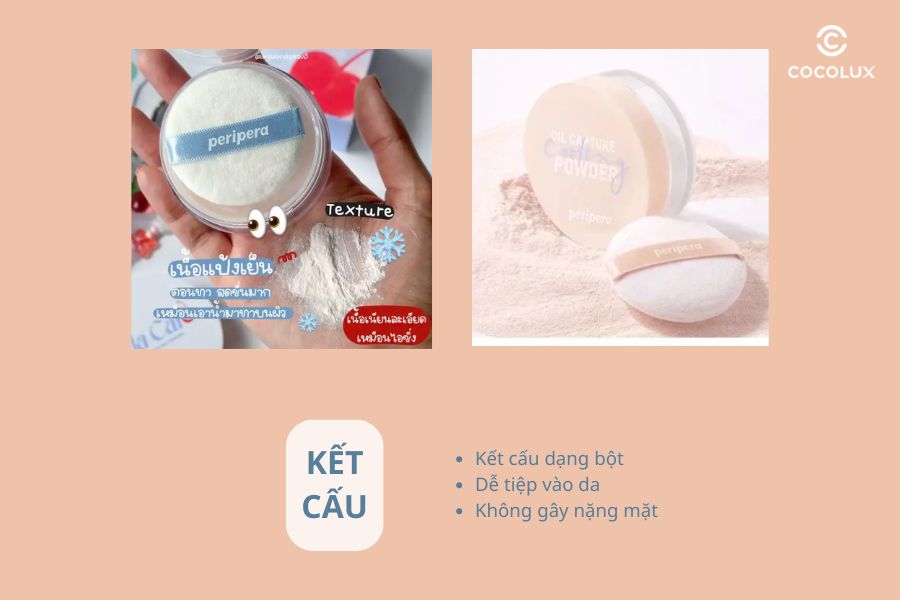 Kết cấu phấn phủ Peripera Dạng Bột Oil Capture Cooling Powder