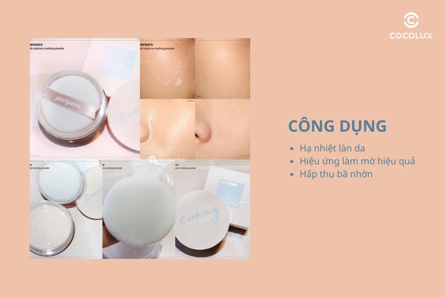 Công dụng của phấn phủ Peripera Dạng Bột Oil Capture Cooling Powder