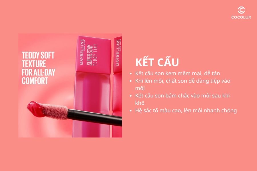 Kết cấu của Son Kem Maybelline Superstay Teddy Tint