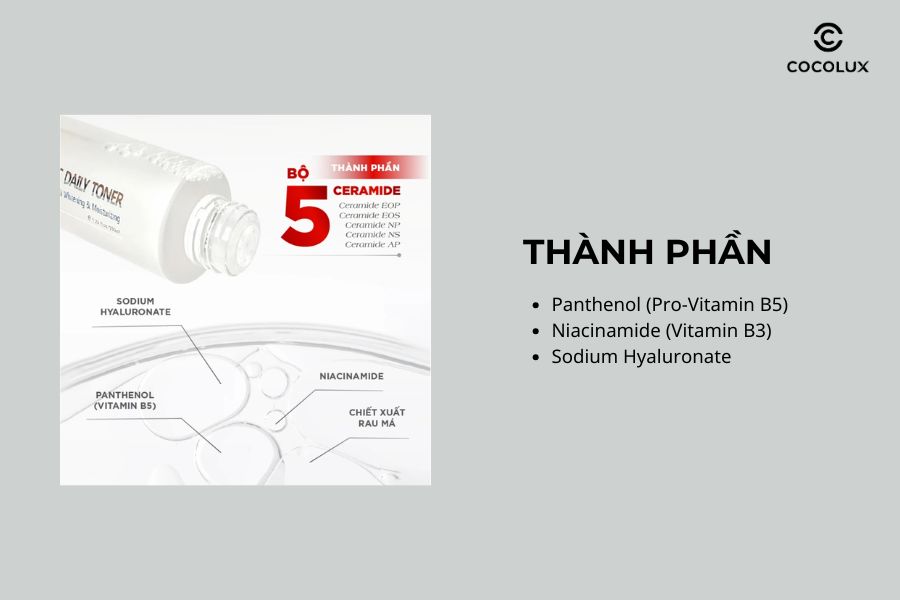 Thành phần của Toner Dưỡng Trắng Da Trị Nám 3D Melasma-X