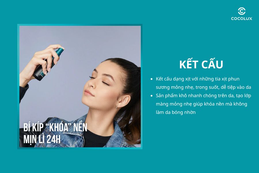 Kết cấu của xịt khoá nền cố định trang điểm Maybelline Fit Me Matte + Poreless Setting Spray 60ml