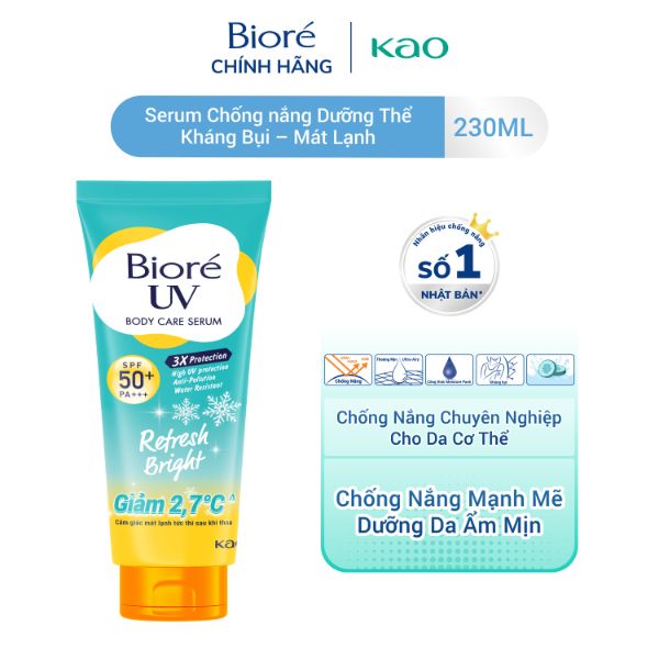 Serum Chống Nắng Bioré Refresh Bright Dưỡng Thể Sáng Mịn Mát Lạnh 230ml