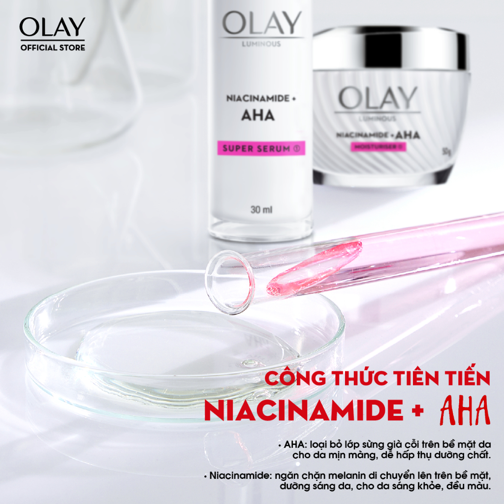 Serum Olay Luminous Niacinamide AHA Dưỡng Sáng Da Mờ Thâm Mụn 30ml