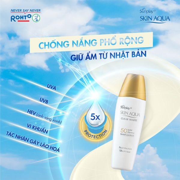 Sữa Chống Nắng Sunplay Skin Aqua Clear White SPF50+ PA++++ Dưỡng Da Trắng Mịn 25g