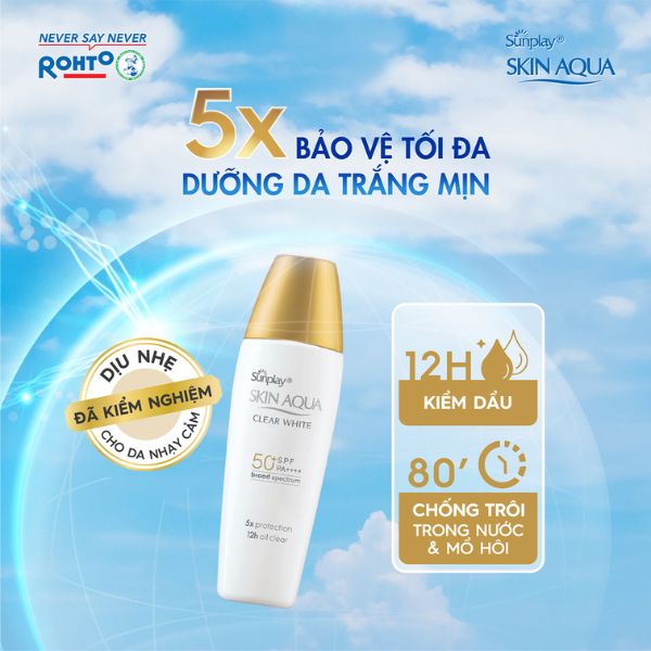 Sữa Chống Nắng Sunplay Skin Aqua Clear White SPF50+ PA++++ Dưỡng Da Trắng Mịn 25g