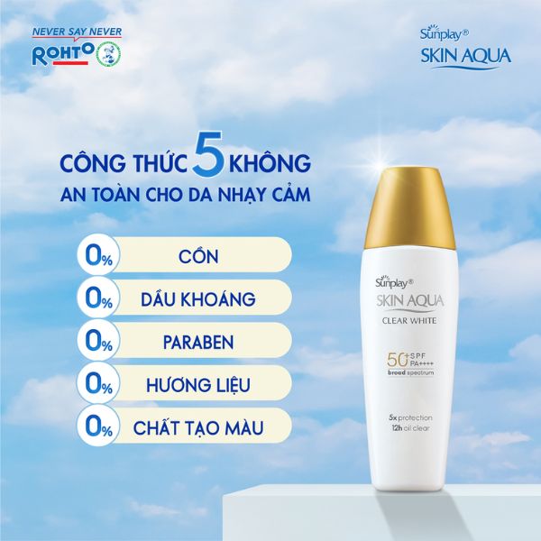 Sữa Chống Nắng Sunplay Skin Aqua Clear White SPF50+ PA++++ Dưỡng Da Trắng Mịn 25g