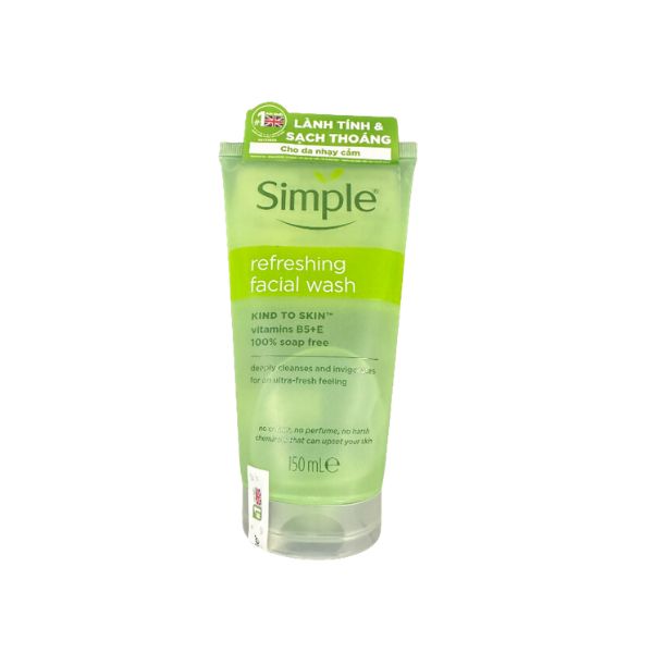 Sữa Rửa Mặt Simple Kind To Skin Refreshing Facial Wash Gel 150ml (Mã Mới)